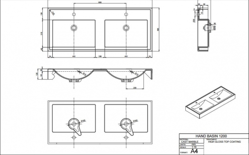 UMYWALKA KOMPOZYTOWA UNA 120 (120x50 cm ) PODWÓJNA