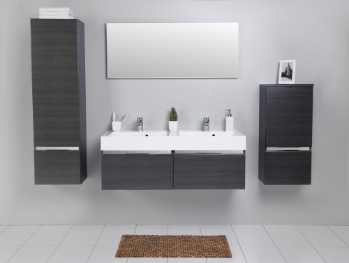 CANTARE SZAFKA GRAFIT cichy domyk MB + umywalka dwukomorowa 120 cm