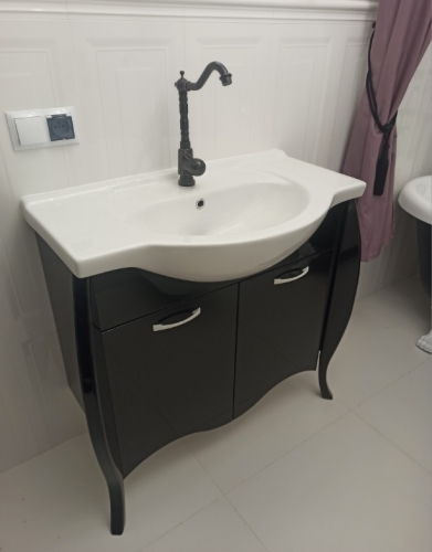 DILUSSO KLASYKA SZAFKA CZARNA LAKIER  + UMYWALKA CERAMICZNA 85 cm