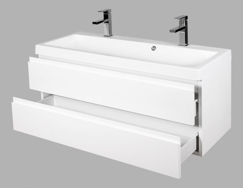 ATU Szafka MDF-C-100/2MB BIAŁA LAKIER  uchwyt frezowany + umywalka KWADRO 100 DUO