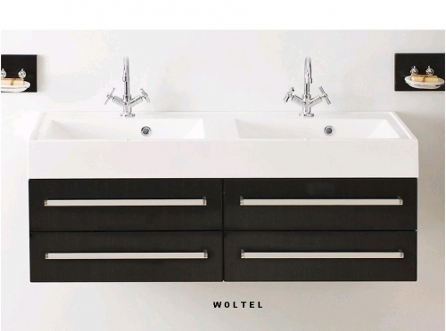 MDF SZAFKA WENGE POŁYSK MDF-120/4MB + UMYWALKA 120x50 cm PODWÓJNA