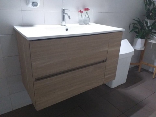 PAOLA Szafka MDF-C-100/2 dąb jasny  + umywalka 100 cm