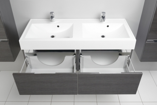 Szafka MDF-160/2 cichy domyk MB , FINO CZARNE + umywalka podwójna 160 cm