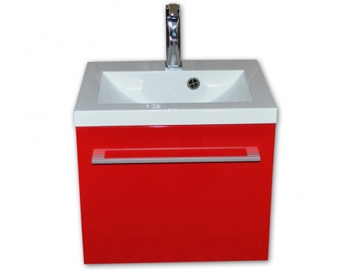 Szafka MDF-C-50-82 czerwona + umywalka UMMC-500x390 biała