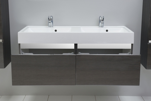 Szafka MDF-160/2 cichy domyk MB , FINO CZARNE + umywalka podwójna 160 cm