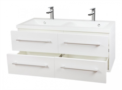 MDF szafka biała MDF-C-120  + umywalka 120 cm podwójna FALA