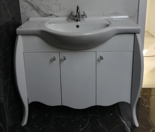 DILUSSO GLAMOUR KLASYKA szafka BIAŁA LAKIER  + UMYWALKA 105 cm