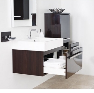MDF SZAFKA MDF-C-80/2  WENGE POŁYSK + UMYWALKA CLEVER 80 (80x39cm )