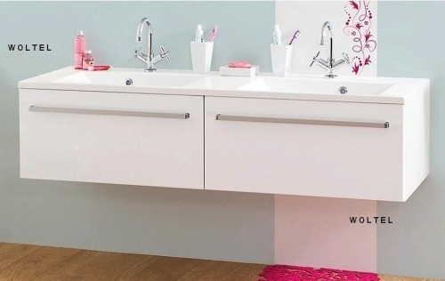MDF szafka biała lakier MDF-C-100/2  + umywalka podwójna 100x39cm