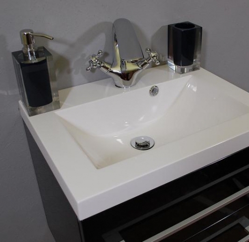 Szafka MDF-C-60/2-9017 czarna + umywalka UMMC-600x390 biała
