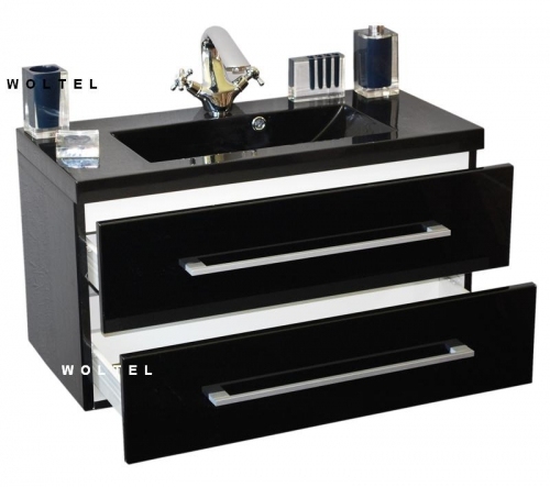 Szafka MDF-C-100/2-48 czarna + umywalka UMMC-1000x390 czarna