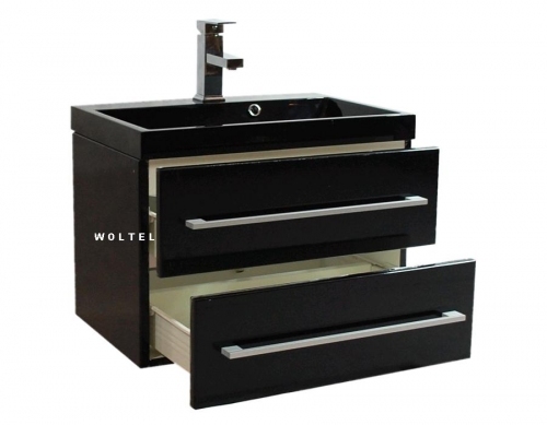 Szafka MDF-C-60/2-9017 czarna + umywalka KWADRO 60 czarna