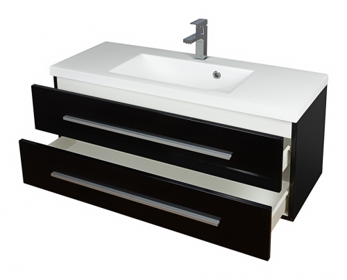 Szafka MDF-C-100/2 CZARNA LAKIER  uchwyt listwowy + umywalka 100 UMMC-1000