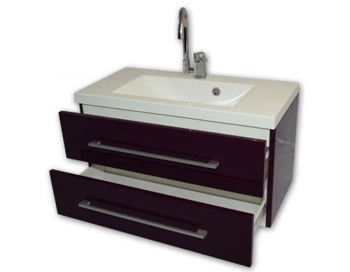 Szafka MDF-C-80/2 BAKŁAŻAN POŁYSK  + umywalka 80 UMMC-800