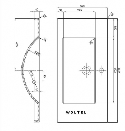 Umywalka prostokątna UMMC-800x390 ( 80x39 cm) LANY MARMUR