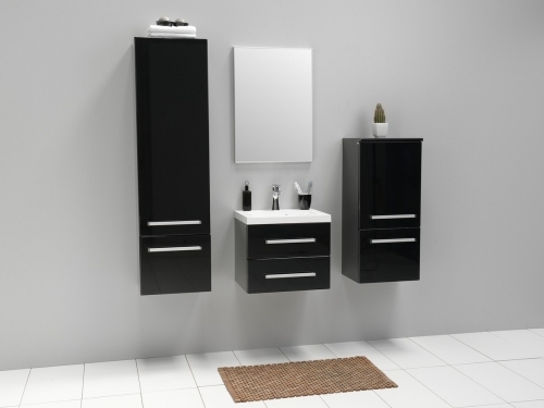 VARIETE Szafka FM-C-442/5/2-9017GT czarna połysk cichy domyk  + umywalka 50cm