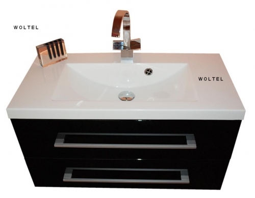 Szafka MDF-C-80/2MB czarna  + umywalka 80 UMMC-800