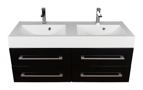 MDF szafka CZARNA LAKIER MDF-160/4  cichy domyk MB + umywalka 160 cm podwójna
