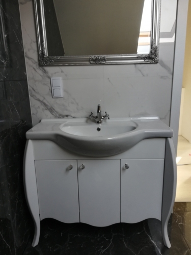 DILUSSO GLAMOUR KLASYKA szafka BIAŁA LAKIER  + UMYWALKA 105 cm