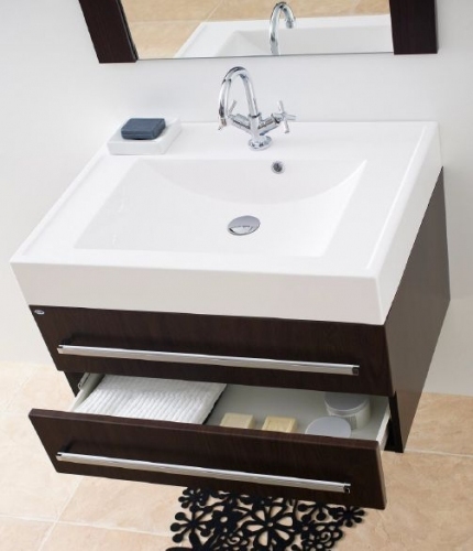 SZAFKA MDF-80/2 WENGE POŁYSK + UMYWALKA UNA-800 (80x50cm)
