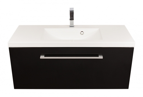 Szafka MDF-C-100/1 czarna  połysk+ umywalka UMMC-1000x390