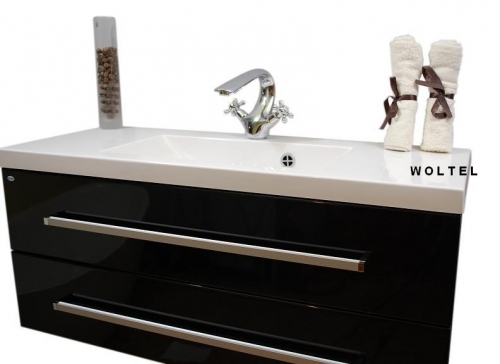 Szafka MDF-C-100/2-48 czarna + umywalka UMMC-1000x390 czarna