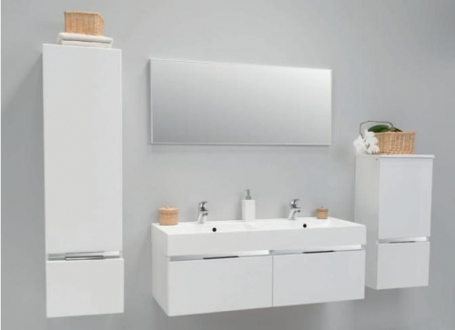 CANTARE  SZAFKA  BIAŁA cichy domyk MB + umywalka dwukomorowa 140 cm