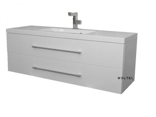 SZAFKA BIAŁA MDF-C-120/2 dwie szuflady cichy domyk + UMYWALKA UMMC-1200x390