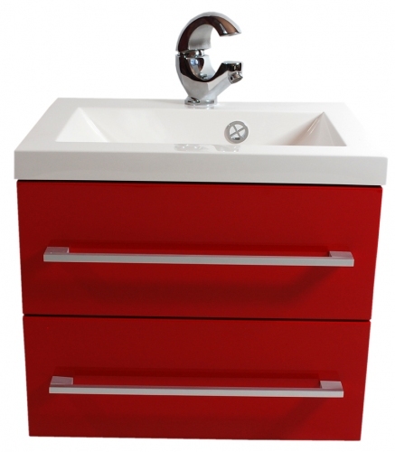 SZAFKA MDF-50/2 CZERWONA + UMYWALKA 50/39 cm BIAŁA