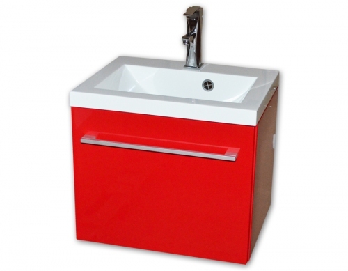 Szafka MDF-C-50-82 czerwona + umywalka UMMC-500x390 biała