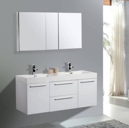 MDF szafka biała lakier MDF-120 + umywalka 120x50 cm podwójna