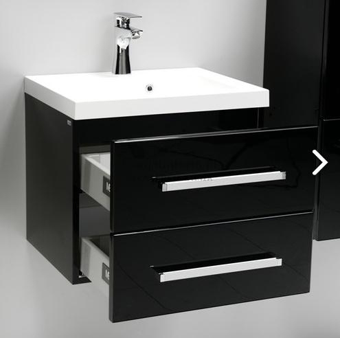 VARIETE Szafka FM-C-442/5/2-9017GT czarna połysk cichy domyk  + umywalka 50cm