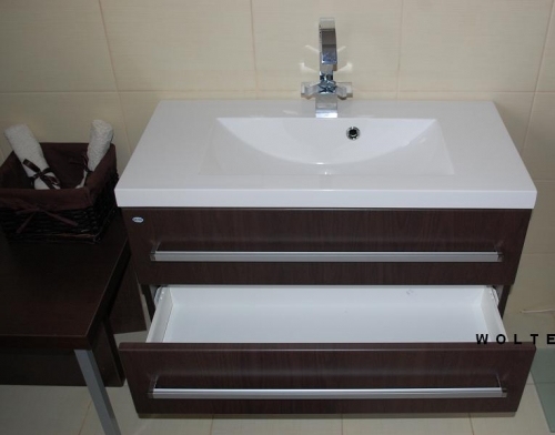 MDF SZAFKA MDF-C-80/2  WENGE POŁYSK + UMYWALKA CLEVER 80 (80x39cm )