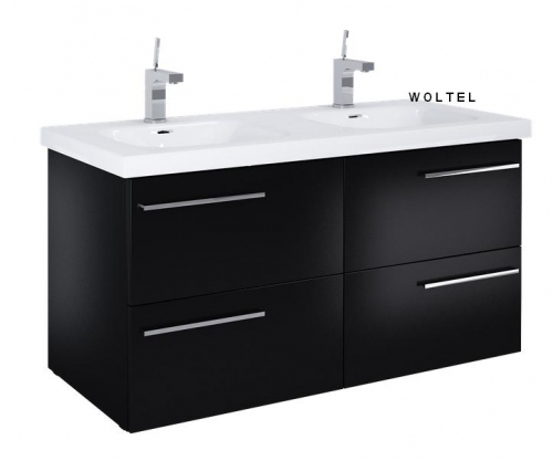 MDF szafka czarna lakier 120 cm + umywalka podwójna 120x40cm