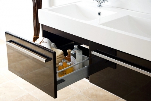 MDF SZAFKA WENGE POŁYSK MDF-120/2MB + UMYWALKA 120x50 cm PODWÓJNA